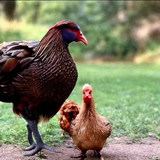 Prompt: fowl willem dafoe with a fowl body,