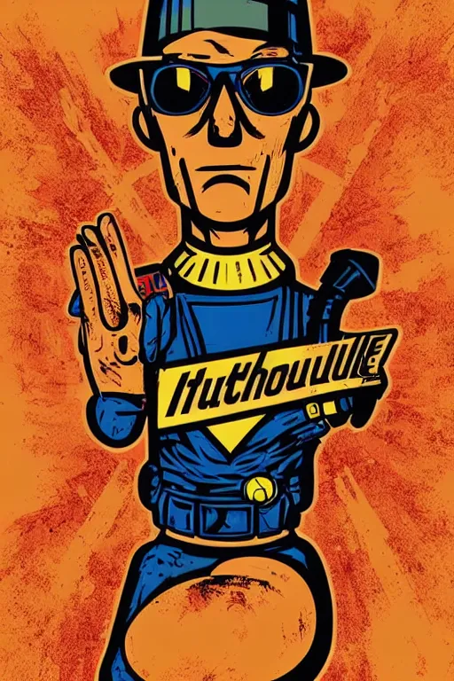 Image similar to fallout 7 6 retro futurist illustration art by butcher billy, sticker, colorful, illustration, highly detailed, simple, smooth and clean vector curves, no jagged lines, vector art, smooth andy warhol style