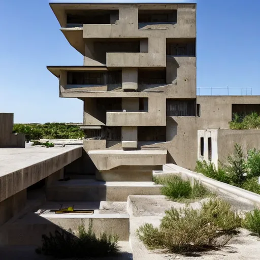 Image similar to brutalism habitat 6 7 building in the desert, biophilia mood, pool, garden, highly detailed, cinematic, photorealistic,