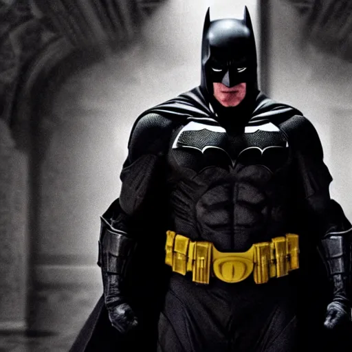 Image similar to joe biden as batman, movie still, cinematic lighting