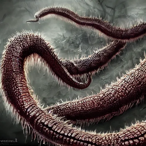 Image similar to horrifying realistic centipede monster, creepy, depiction, hd, authentic, dark, evil