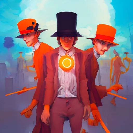 Image similar to hero world a clockwork orange 1 9 7 1, behance hd by jesper ejsing, by rhads, makoto shinkai and lois van baarle, ilya kuvshinov, rossdraws global illumination