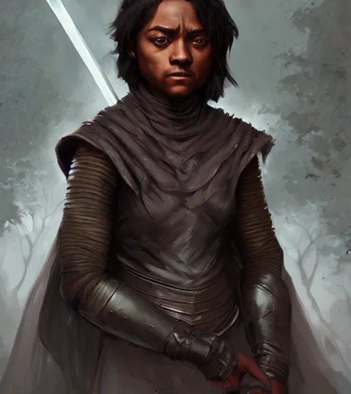 Image similar to ancient black arya stark highly detailed digital painting artstation concept art smooth sharp focus illustration artstation art by artgerm rutkowski aleksi briclot and bouguereau