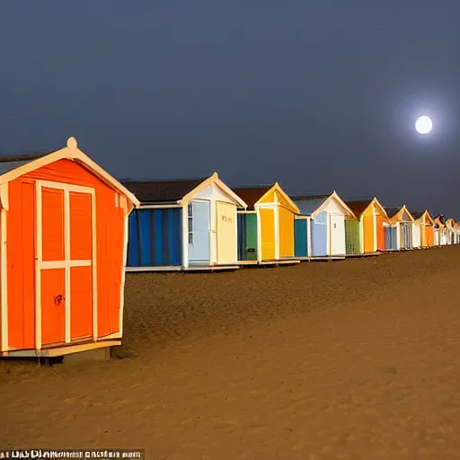 Image similar to there was a lovely orange super moon over the beach huts and the isle of wight