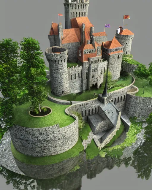Prompt: give me a most beautiful castle 3 d render