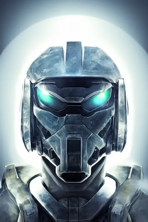 Image similar to robot ninja mask helmet halo master chief radiating a glowing aura global illumination ray tracing hdr fanart arstation by ian pesty and katarzyna da „ bek - chmiel