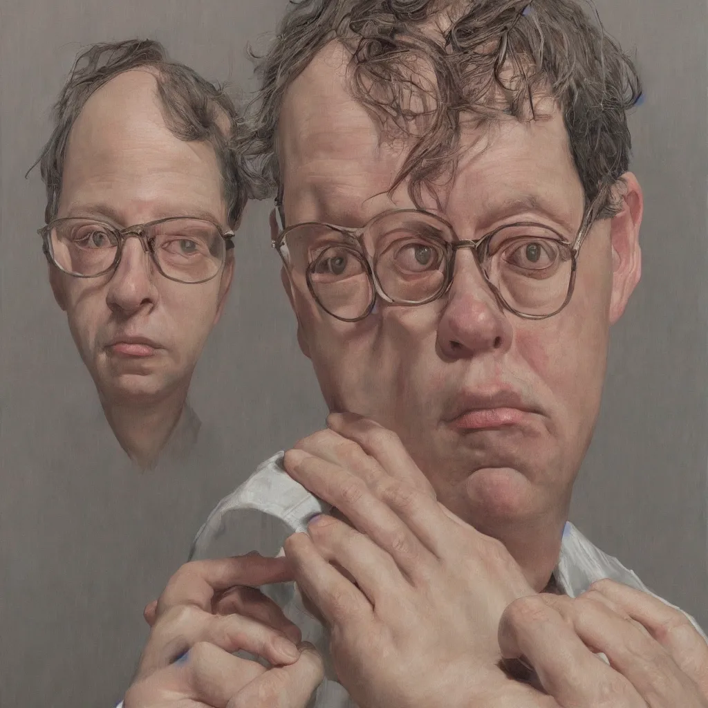 Image similar to high quality high detail painting of todd solondz portrait by lucian freud and kuvshinov ilya, hd, photorealistic lighting