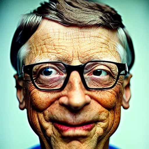 Image similar to UHD candid photo of Bill Gates dressed as Renfield, wearing extremely accurate clown makeup, accurate face, UHD, photorealistic, correct face, photo by Annie Leibowitz