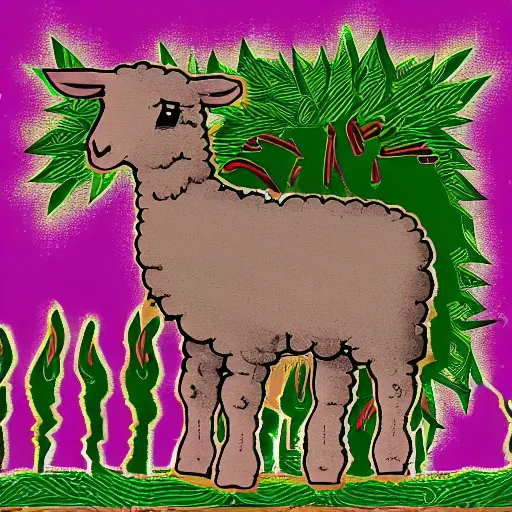 Prompt: the lamb that was a cult leader during his sermon, digital art