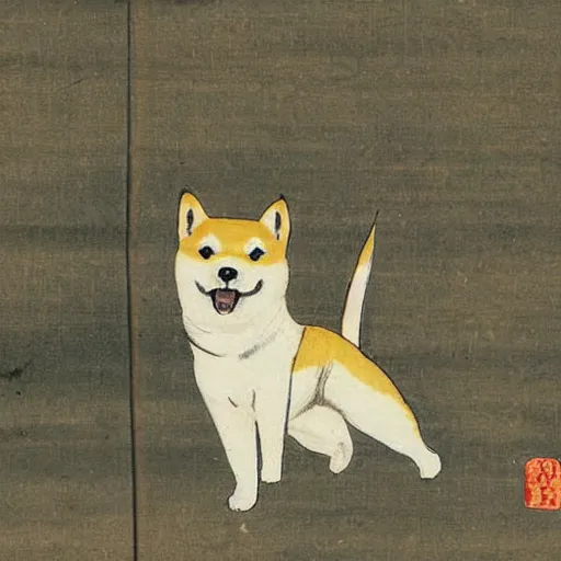 Prompt: shiba inu ninja on a birthday card, highly detailed, 1 8 th century japanese painting,