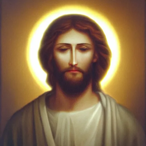 Prompt: Jesus the Son of God, asymmetrical face, ethereal volumetric light, sharp focus