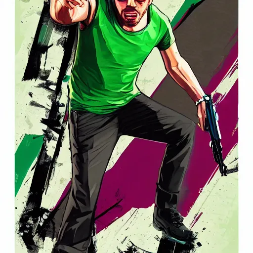 Prompt: Jacksepticeye in GTA V, cover art by Stephen Bliss, artstation, no text