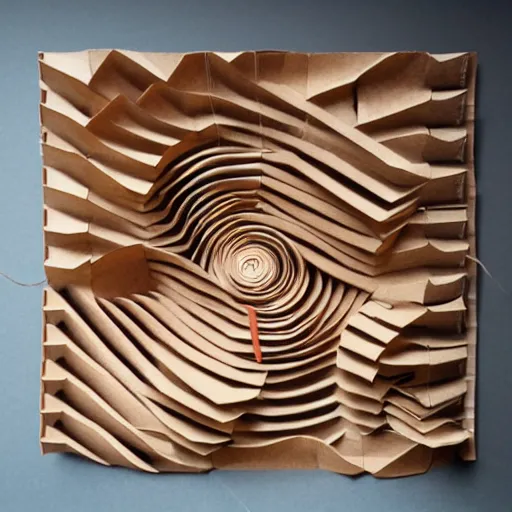 Image similar to tentacles made of brown corrugated cardboard, cut out of cardboard, realistic photography, fantasy