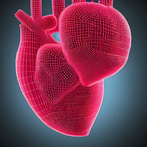 Image similar to hyperrealistic 3D rendered cybernetic heart