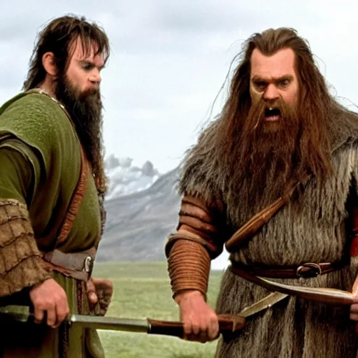 Image similar to jim carrey playing gimli in lord of the rings