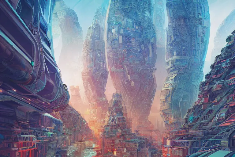 Image similar to futuristic city of manila, illustration painting, intricate, detailed illustration, hd, digital art, overdetailed art, concept art, complementing colors, detailed, illustration painting by leonardo da vinci, digital art, overdetailed art, concept art, complementing colors rendered by beeple, syd meade,