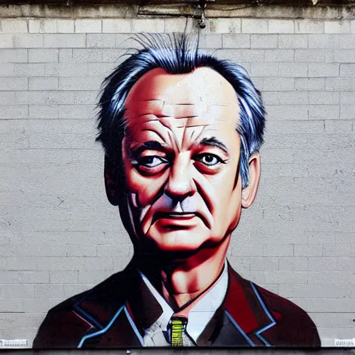 Image similar to Street-art portrait of Bill Murray in style of Etam Cru