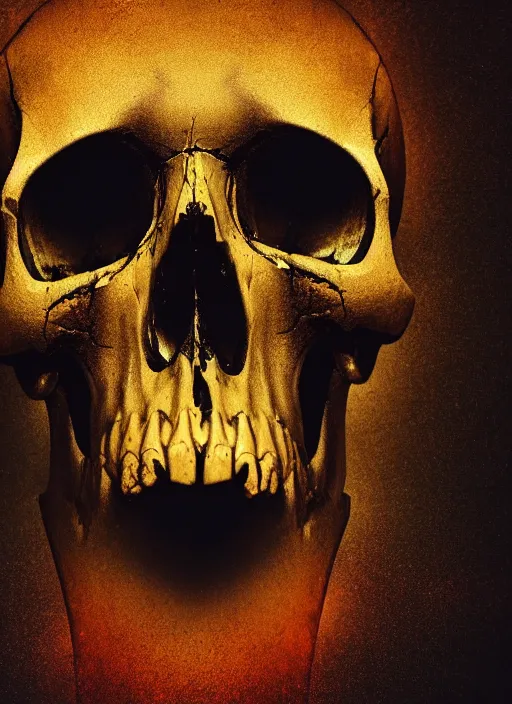 Image similar to a skull melting like oil, photograph, 4 k, black background