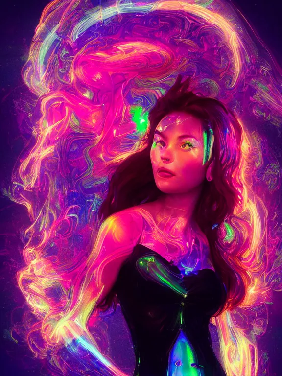 Prompt: portrait of a gorgeous beautiful holographic woman, standing against a black background, full body, luminous, glowing MRI x-ray, glitch, featured in artstation, octane render, Vibrant colors, neon cyberpunk, photograph by Loish, mucha, wlop, james jean, craig mullins, james gurney, John william Waterhouse