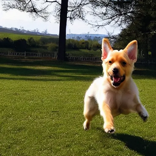 Prompt: a cute dog with the zoomies