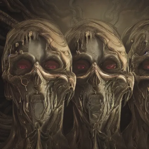 Image similar to , decaying heads, arteries, lovecraft, giger, high octane, cinematic lighting 4 k