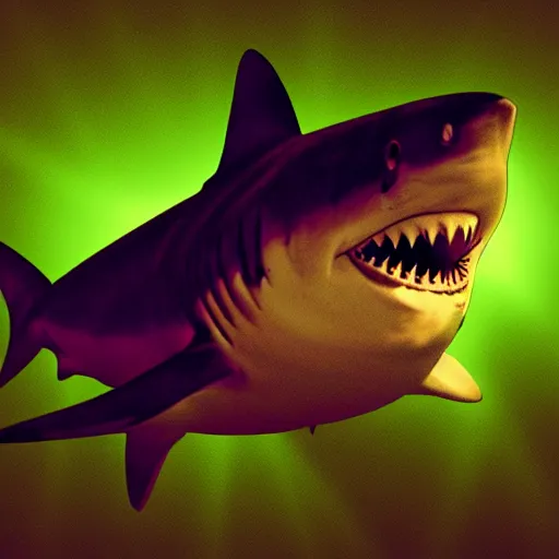 Image similar to Shark with laser eyes