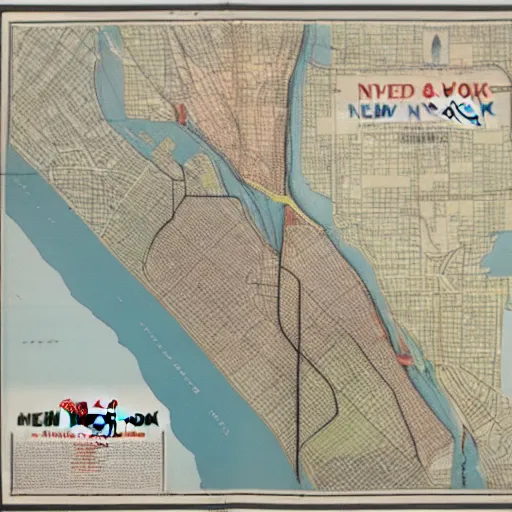 Prompt: Original 1945 map of New York highlights practice of red-lining