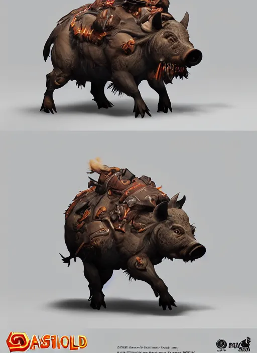Image similar to а boar inspired blizzard games, full body, detailed and realistic, 4k, top-artstation, octane render