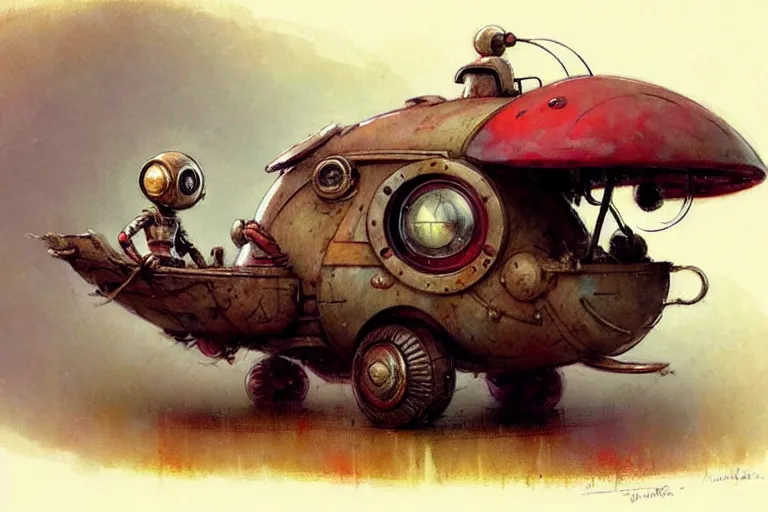 Image similar to adventurer ( ( ( ( ( 1 9 5 0 s retro future robot mouse wagon home. muted colors. ) ) ) ) ) by jean baptiste monge!!!!!!!!!!!!!!!!!!!!!!!!! chrome red