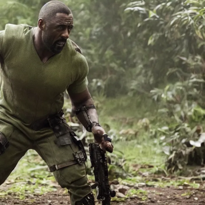 Image similar to film still of Idris Elba as a Ninja Turtle in new film, photorealistic 4k