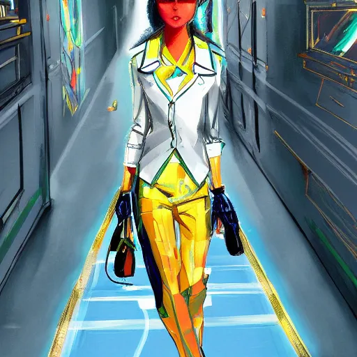 Image similar to 1970 cyberverse fashion, gucci catwalk, oil painting, digital art, ultradetailed, artstation