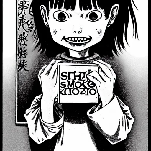 Image similar to children happy smoking by junji ito