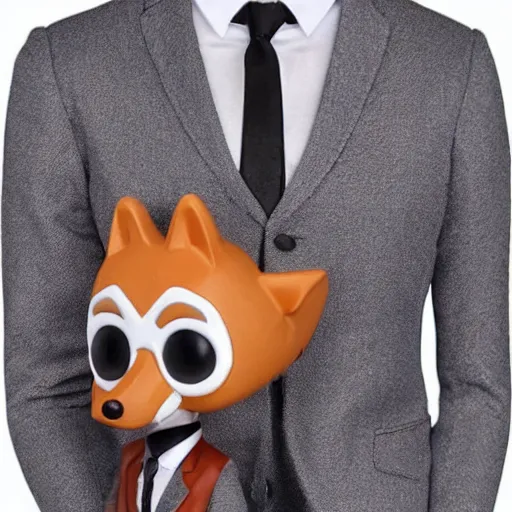 Image similar to a cute male anthropomorphic vulpes vulpes fulva teacher wearing suit funko pop