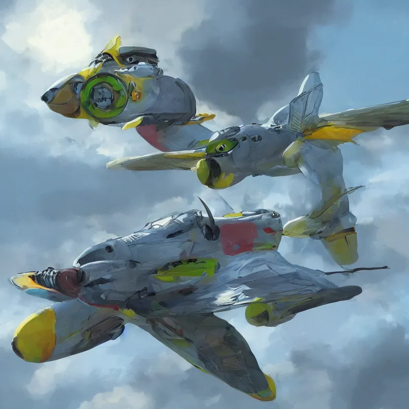 Image similar to budgie as a pilot, concept art, masterpiece, trending on artstation