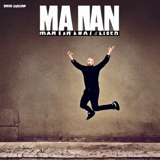 Prompt: man jumping album cover
