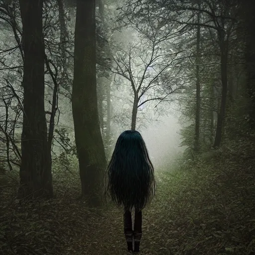 Prompt: Siren Head walking through the woods. Foggy. Dimly lit. Eerie. Spooky.