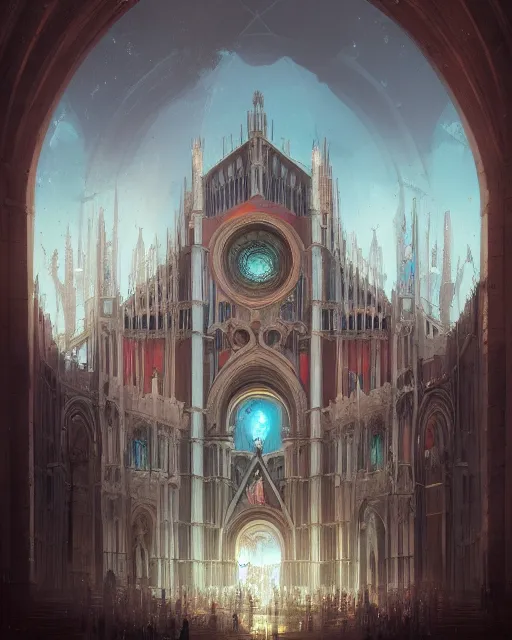 Image similar to il duomo by peter mohrbacher and dan mumford and nekro, cgsociety, volumetric light, 3 d render