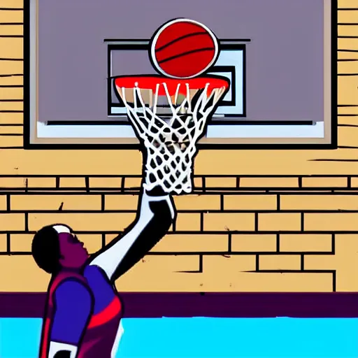 Prompt: old lady dunking basketball, slam dunk, realistic