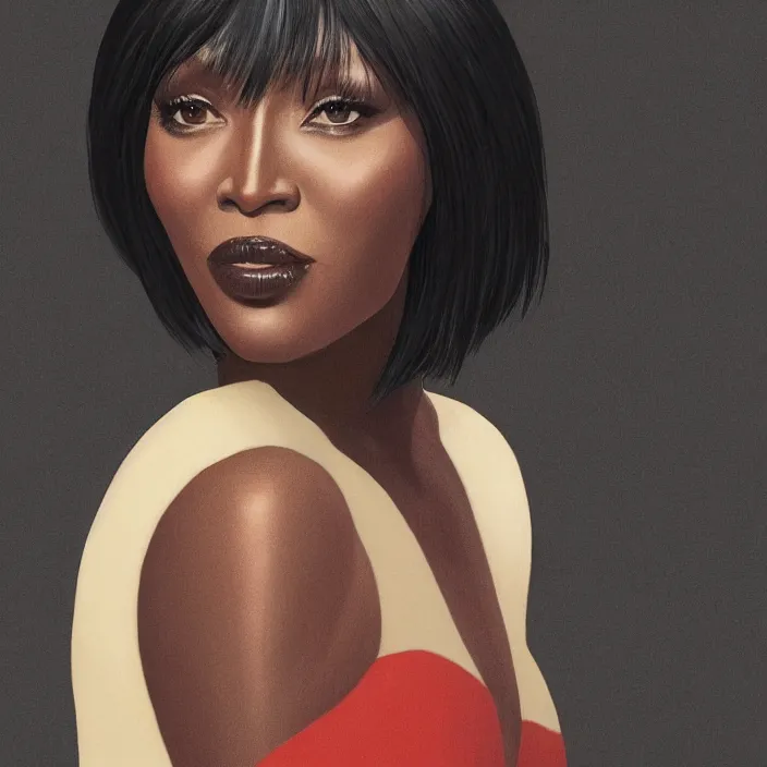 Image similar to Naomi Campbell by Elizabeth Catlett. details, smooth, sharp focus, illustration, realistic, cinematic, artstation, award winning, rgb , unreal engine, octane render, cinematic light, macro, depth of field, blur, red light and clouds from the back, highly detailed epic cinematic concept art CG render made in Maya, Blender and Photoshop, octane render, excellent composition, dynamic dramatic cinematic lighting, aesthetic, very inspirational, arthouse.