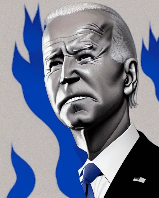 Prompt: joe biden made of fire