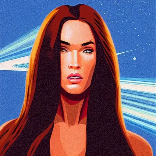 Image similar to “ megan fox retro minimalist portrait by jean giraud, moebius starwatcher comic, 8 k ”