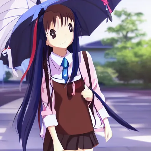 Image similar to cute anime girl going to school, a-1 pictures,