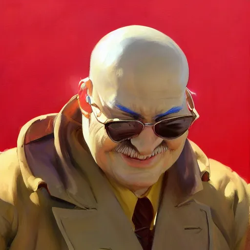 Image similar to greg manchess portrait painting of doctor eggman, medium shot, asymmetrical, profile picture, organic painting, sunny day, matte painting, bold shapes, hard edges, street art, trending on artstation, by huang guangjian and gil elvgren and sachin teng