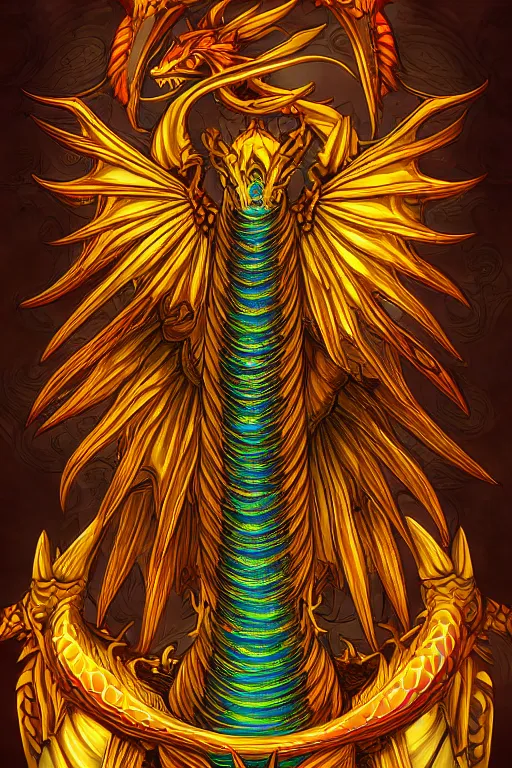 Prompt: iridescent amber dragon, symmetrical, highly detailed, digital art, sharp focus, trending on art station, anime art style