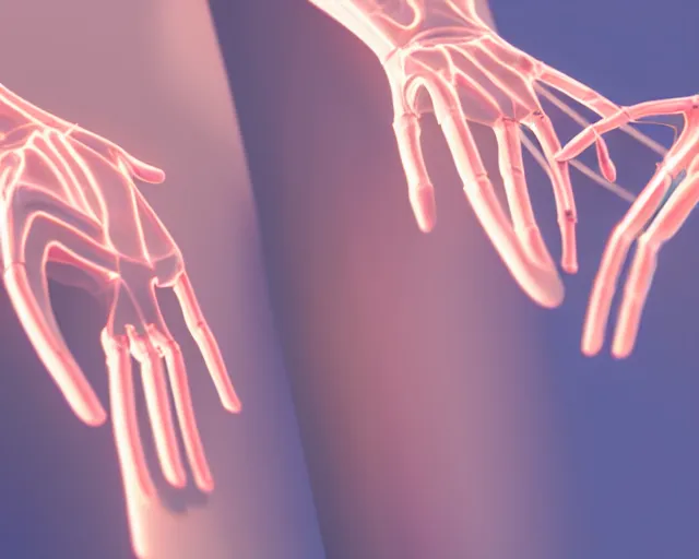 Image similar to xray photoshoot of couple hand holding, high details, octane render, unreal engine