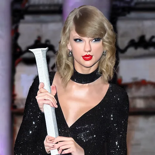 Image similar to taylor swift holding excalibur sword