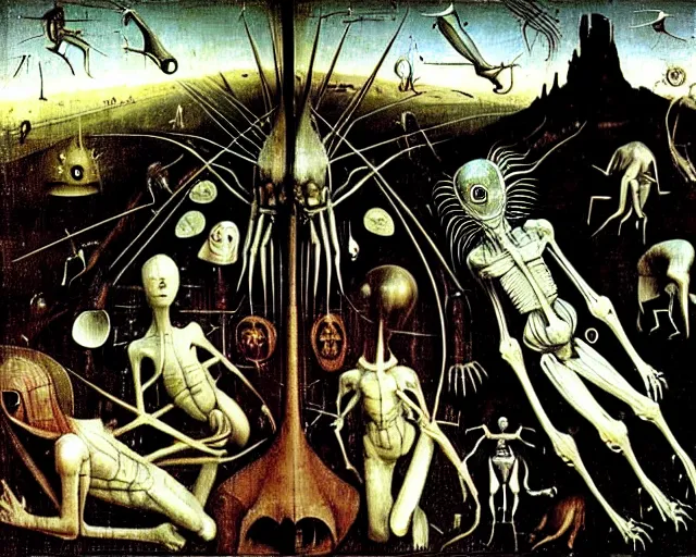 Image similar to the miracle of life by H.R.Giger, hieronymus bosch H 768