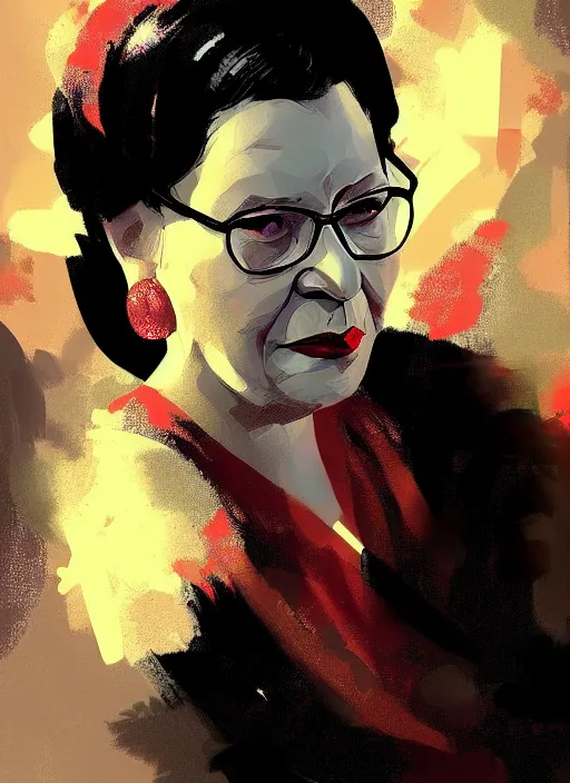 Image similar to portrait of oum khalthoum digital painting, artstation by bill sienkiewicz