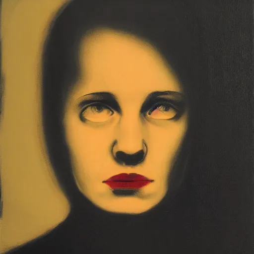 Image similar to depressed girl portrait, chiaroscuro lighting, by David Lynch