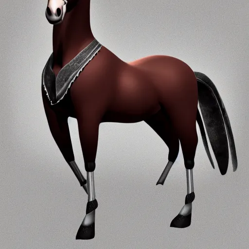 Prompt: concept art of anthropomorphic horse wearing a coat, digital art, photo realistic, highly detailed